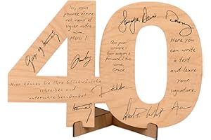 CUBIBOO ART Wooden Number 40th Birthday Man, Woman with Stand - Original Gifts for 40 - Gifts 40 Years Woman