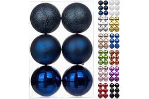 ‎BRIFUL 10CM Weihnachtsdeko Weihnachtskugeln, 6 Stücke Bruchsiche Christbaumkugeln Ornamente Weihnachtsbaumschmuck für Weihnachtsbaum Christbaumkugeln Weihnachtsdekoration Kugeln