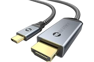 WARRKY Cavo USB C HDMI 4K, Adattatore USB C HDMI [Spine Placcate in Oro] Cavo da Type C a HDMI Compatibile con Thunderbolt 3/4, Apple MacBook Pro/Air, iMac, iPad Pro, Galaxy S20, Surface, Dell - 1m