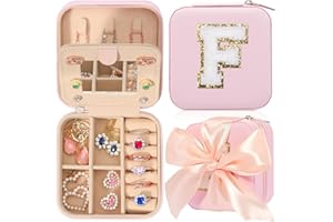 ASHYLE Schmuckkästchen, Travel Schmuckkästchen Mädchen klein, Buchstabe Schmuckaufbewahrung Jewelry Organizer, Mini Reise Schmuck Box, Geburtstag Frauen Geschenk