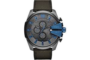 Diesel Montre Mega Chief pour Homme, Mouvement chronographe avec Bracelet en Silicone ou synthétique