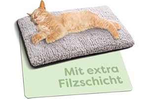 ‎KNUPIS Knupis Selbstheizende Decke für Katzen Braun 60x45cm – Weich & kuschelige Katzendecke – Waschbarer Bezug – Mit Rutschfester Unterseite – Heizdecke für Katzen – Wärmekissen Katze – Grau
