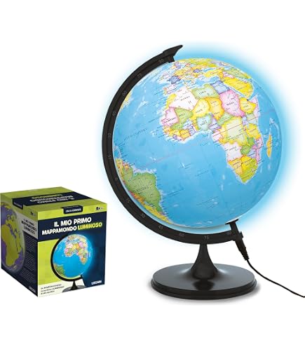 Mappamondo AcaciaHome 50 Cm Su Supporto Nichel - Diametro 30 Cm, Elegante E Durevole