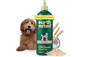 Earth Rated 3-in-1 Detangling Dog Shampoo and Conditioner, Deodorizing Oatmeal Shampoos for Dogs and Puppies, Great for Smelly Pets, White Tea and Basil Scent, 473 ml