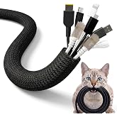 ERKO 13mm-3.1m Self-Locking Cable Sleeve Black - Cable Organizer Table | Anti-bite, heat-resistant, manage, collect, cover an