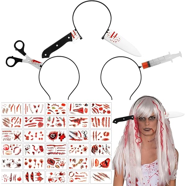 Halloween Haarreif Mit Messer Im Kopf - Blutiger Grusel-Headband Für Kostümpartys