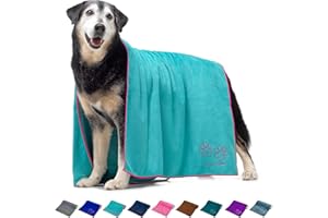 Lucky Paws® Dog Towel – Extra Large 140 x 70cm - UK Based Seller - Super Absorbent Microfibre Towel - Fast Drying - Super Soft - Premium Pet Towels (Pack of 1, Turquoise)
