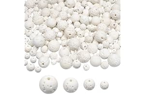 TOAOB THE ONE AND ONLY BABY TOAOB 580 Pezzi Perline Lavica Pietra Naturale Vulcanico Perle Bianche Energetica Bead Rotondo per Creazione di Gioielli Fai da Te Braccialetti e Collane 4mm 6mm 8mm 10mm