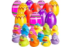 Lubibi 12 Paquetes de Huevos de Pascua Rellenos de Patos de Goma,Caza de Huevos de Pascua,Relleno de Cesta para niños,Fiesta de Pascua, Suministros de Premio en el Aula, Playa de Verano,Actividad