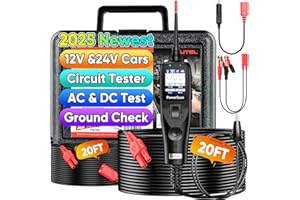 Autel® PowerScan PS100 Testeur Circuits Automobile, Sonde Alimentation 12-24V, Détecteur Court Circuit, Multimètre Numérique, Test Résistance Relais & Diode, Vérification Mise à Terre, Câble 12M, Noir