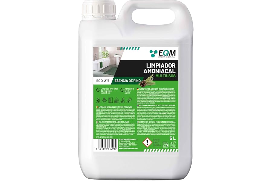 EQM - ECO-215 - Limpiador Amoniacal Multiusos Perfumado - 5L - Limpieza de Suelos y Todo Tipo de Superficies