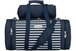 ‎ANNDORA anndora Picknick Kühltasche inkl. Picknick Decke Geschirr Besteck für 4 Personen blau weiß gestreift