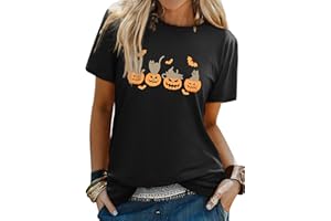 WIEIYM Halloween T Shirt Women Pumpkin T Shirts Witch T-Shirt Unisex Funny Ghost Top Halloween Costume