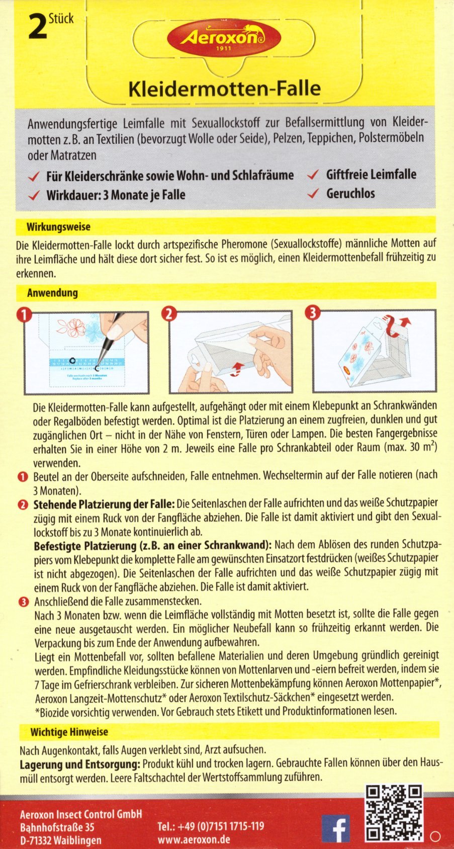 Aeroxon Kleidermottenfalle - Dreierpack 3x2 = 6 Stück – Bild 8
