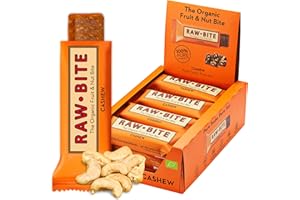 ‎RAWBITE RAWBITE Riegel CASHEW I 12 weiche Bio Nuss-Riegel in Vorteilsbox I Datteln und Nüssen I Vegan, glutenfrei, laktosefrei I enthält von Natur aus Zucker I mit 12g Protein I 12 x 50g
