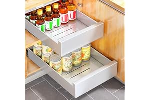 Kitstorack Extensible Tiroir Coulissant Cuisine Telescopique pour Placard de Cuisine, adhesif rangement coulissant placard cuisine pas Besoin de Percer ni de Clouer, Blanc, 30 cm l x 53 cm p x 8 cm h