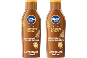 NIVEA SUN Latte Solare Carotene Bronze 2x200 ml. Crema solare abbronzante arricchita con carotene e vitamina E, per una pelle dorata