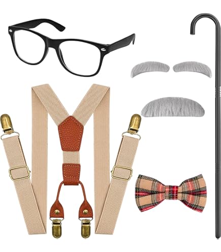 Widmann 02019 - verkleedset pruik opa met kale kant, snor en bril, professor, wetenschapper, themafeest, carnaval