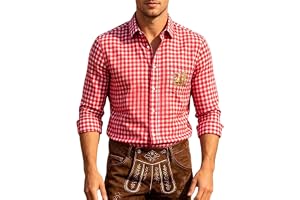 Klassisk oktoberfest-rutig skjorta med knapprad, avslappnad långärmad skjorta