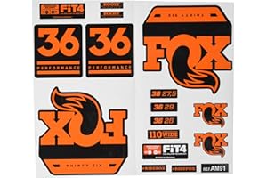 Ecoshirt RI-RBNK-J8XN Stickers Fork Fox 36 Performance Elite 2017 Am91 Autocollants Stickers Fourche Gabel Fourche Orange