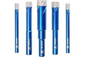 Forets Mèches Diamant Carrelage 6 6 8 10 12mm - BRSCHNITT Foret Céramique pour Porcelaine,Céramique, Granit,Carrelage（5 Pièces）