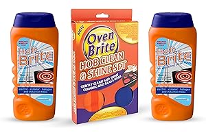 KROZ Hob Brite 3 Pack Hob Cleaner Cream with Microfibre Cleaning Cloth Original Ceramic, Electric, Halogen and Induction Hob Cleaner Cream with Ultra Absorbent Microfibre Cleaning Cloth (Pack of 3)