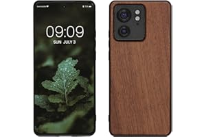 kwmobile Carcasa Compatible con Motorola Edge 40 Funda - Funda Dura de Madera con Bumper de TPU - marrón Oscuro