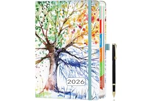 ZXHQ 2026 Diary Page a Day A5, Jan - Dec, with Colorful Tabs, UK Holidays, Inner Pocket, 100 Gsm Paper, Pen Set, Full Year Daily Planner 2026 with Monthly View, 5.9" × 8.5" - Tree of life
