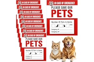 JOSOJOOU 8Pcs Pet Alert Safety Fire Rescue Sticker, in Case of Emergency Pets Sticker, Vinyl Adhesive Pet Rescue Signs for House Home Window Pets Door(11.5cm/4.5in x 10cm/ 3.93in)