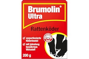Brumolin Ultra Rattenköder, auslegefertige Portionsköder mit zuverlässiger Wirkung gegen Ratten, 200g Faltschachtel