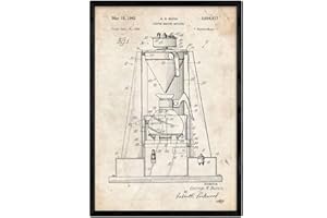 Nacnic Poster patent coffee machine. Sheet with old design patent in A3 size and vintage background