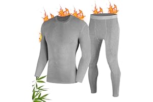 FORVEVO Bielizna termiczna męska, męska bielizna termiczna z podszewką polarową, zestaw bazowy, ciepła bielizna zimowa z długim rękawem, kalesony, szybkoschnąca do biegania i uprawiania sportu na