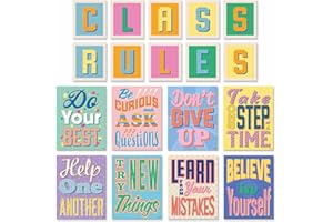 SWEETZER & ORANGE Lot de 8 affiches de motivation pour salle de classe et lettres de règles de classe pour enseignants et étudiants – Décoration de chambre, bureau et salle de classe – Poster