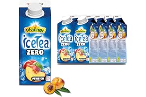 ‎PFANNER Pfanner Eistee Pfirsich Zero - 8 x 750 ml Vorratspack - direkt aufgebrühter Schwarztee mit Pfirsichsaft – Ice Tea Karton ohne Zucker