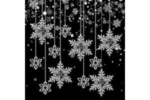 GGISUI 25 Pezzi Fiocchi di Neve Decorativi Natale, Fiocco di Neve di Natale Bianchi Fiocci di Neve in Plastica Pendenti per Decorazioni Albero di Natale Porte e Finestre Decorazione