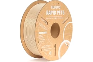 ELEGOO Rapid PETG Filament, 1.75 mm, Beige, 1 kg, High Speed 600 mm/s, 3D Printer Filament, Accuracy +/- 0.02 mm, 1 kg Cardboard Spool, Suitable for Most 3D Printers
