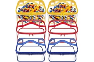 PURPLE STAR 6 Pcs Toy Storage Bags-Clear PVC Organizing Bags with Double Zipper-Reusable Waterproof Toy Container with Handle-Travel Case Pouch for Building Blocks, Puzzle, Balls, Pretend Play Toys