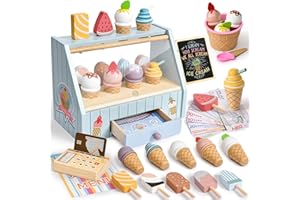 Atoylink Heladeria Juguete, Cocina Juguete, Comiditas de Juguete, Juguetes Montessori de Madera Juego Educativo de Matemáticas y Lógica, Regalo para Niños Niñas 3 4 5 6 Anos