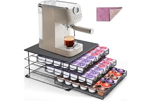 HEVOL Porte Capsule pour 108 PCS Dolce Gusto, Support Porte Capsules de Café avec 3 Tiroirs et Surface Anti-Vibration, Rangement Dosettes Capsules de Grande Capacité pour La Maison, Bureau, Café, Noir