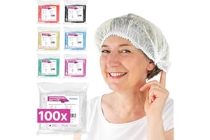 ARNOMED charlotte cheveux jetable, jetable blanc, charlotte aliemntaire 100 pcs, 52 cm charlottes jetables cheveuxs pour la cuisine ou le dentiste, charlotte bonnnet pour hommes/femmes