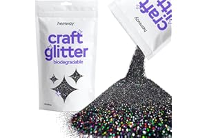 Hemway Eco Friendly Craft Glitter 100g / 3.5oz Biodegradable Vegan Sustainable for Arts Crafts Schools Paper Glass Decorations - Ultrafine (1/128" 0.008" 0.2mm) - Black Holographic