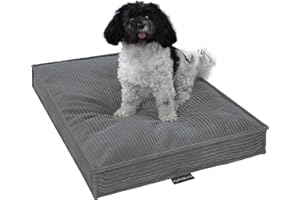 MyBestBuddy Hundekissen Visco grau 80x60 cm L mit POSO-Cord Stoff mit Viscoseschaum und Komfortschaum-Flocken, 40°C waschbar - Hundebett/Haustierbett für mittelgroße Hunde, 80 x 60 cm