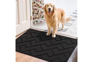 Biscpro Tapis de Porte Paillasson 60x90cm Interieur et Extérieur Antidérapant Absorbant, Facile à Nettoyer, Chambre, Cuisine, Couloir -Gris Foncé