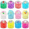 12 Pack Valentine's Day Slime kit with 8 Clear Slime & 4 Fluffy Butter Slime,Peach Slime Jelly Cube Crunchy Crystal Slime for Birthday Party Favor, Soft Non-Sticky Sensory Toys for Girls and Boys,6-12