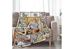 FEORAFEI Colorful Zebra Blanket Wild Animals Print Throw Blankets for Couch Sofa Bed Lightweight Soft Cozy Fleece Plush Warm Flannel Bedding Blanket Gifts for Baby Girls Boys Kids Women Adults 50"x60"