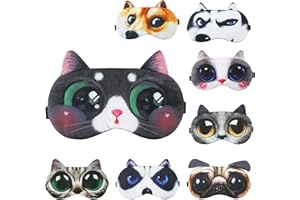 XiYee Masque pour Les Yeux 3D, Lot de 8 Masque de Sommeil, Masque Animal Sommeil pour Les Yeux Doux Et Moelleux pour Dormir Eyepatch de Repos Masque De Nuit, Masque de Sommeil pour Filles,Femme