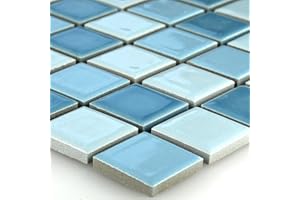 MOSAFIL Ceramic Mosaic Tiles Mosaic Tile Blue Mix 25 x 25 x 5 mm Living Room Kitchen Bathroom Toilet