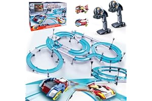 BUBUQE Slot Car Race Track Sets Electric Remote Control Car for Kids Rechargable Electric Racing Game with Hand Controllers Circular Overpass Track Gifts Christmas Birthday Toys for Boys Kids 6 7 8-12