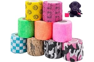 BLLREMIPSUR 9 Rollen Selbsthaftende Bandage für Haustiere, Pet Cohesive Bandages Elastisch Tierarzt-Wickelband Vlies Kohäsive Mullrollen für Katze Hund Handgelenk Knöchelverstauchungen