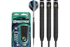 ‎WINMAU WINMAU Sabotage Onyx 22g bis 26g Profi Wolfram Steeltip Dartpfeile Set mit Flights und Schäfte